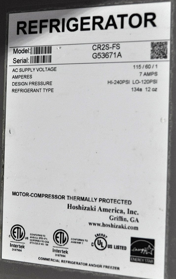 Hoshizaki CR2S-FS - Item 265925