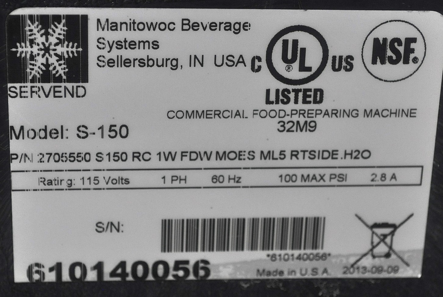 Manitowoc S-150 - Item 265933