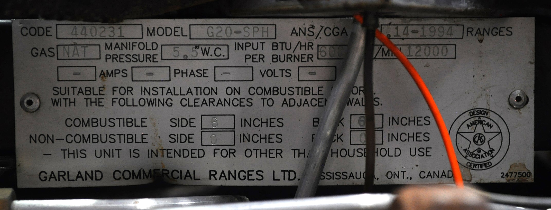 Garland G20-SPH - Item 266315