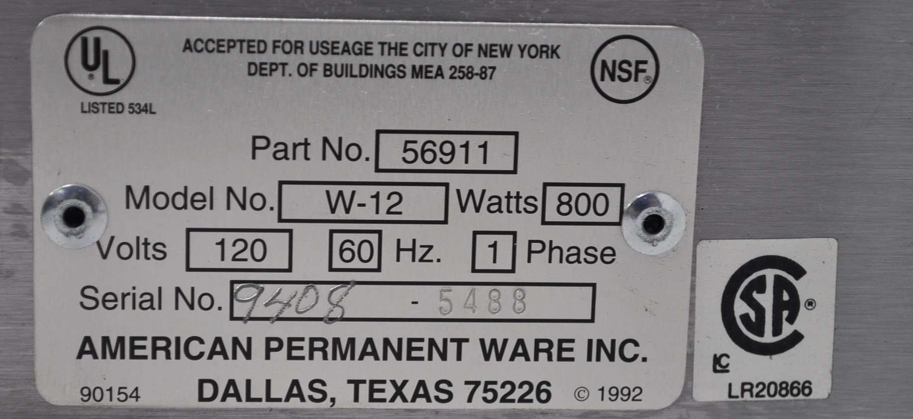 APW Wyott W-12 - Item 266891