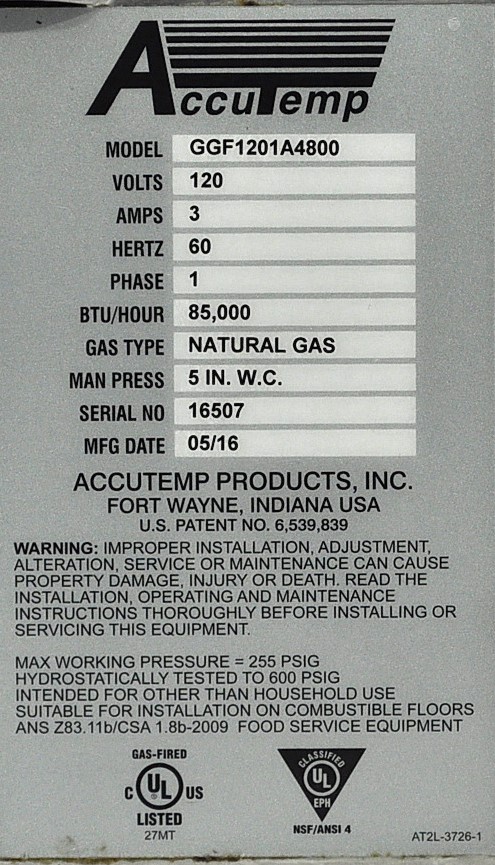 AccuTemp GGF1201A4800 - Item 267044