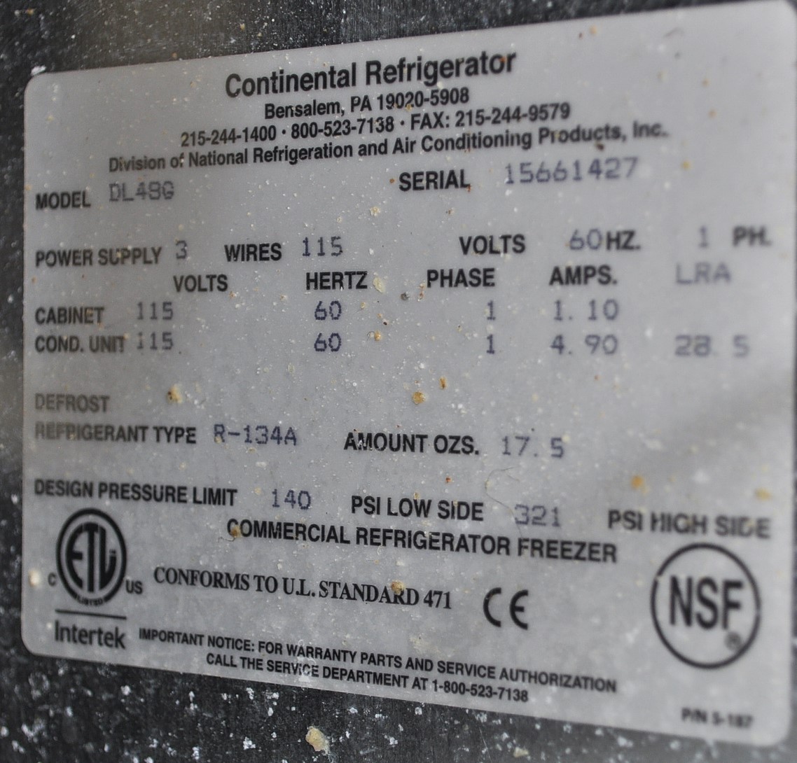 Continental Refrigerator D48GN - Item 267055