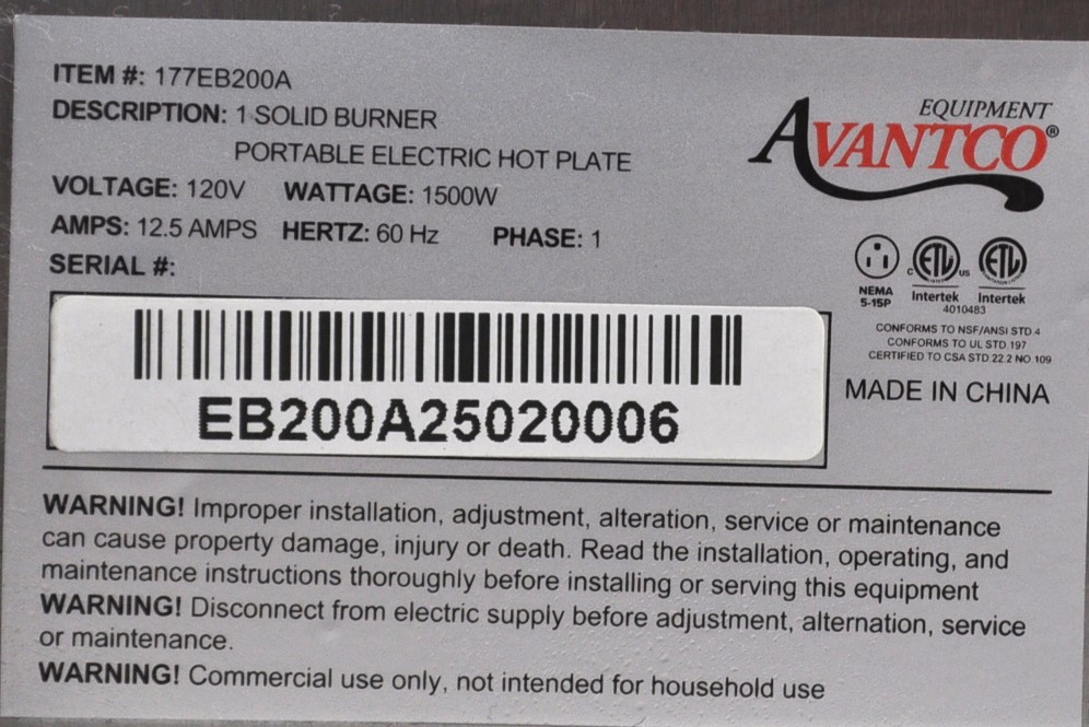 Avantco 177EB200A - Item 267086