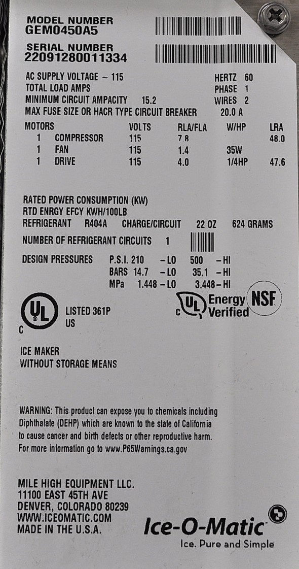 Ice-O-Matic GEM0450A5/B42PSC - Item 267098