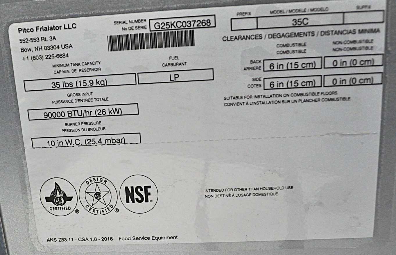 Pitco 35C+S-LP - Item 267125