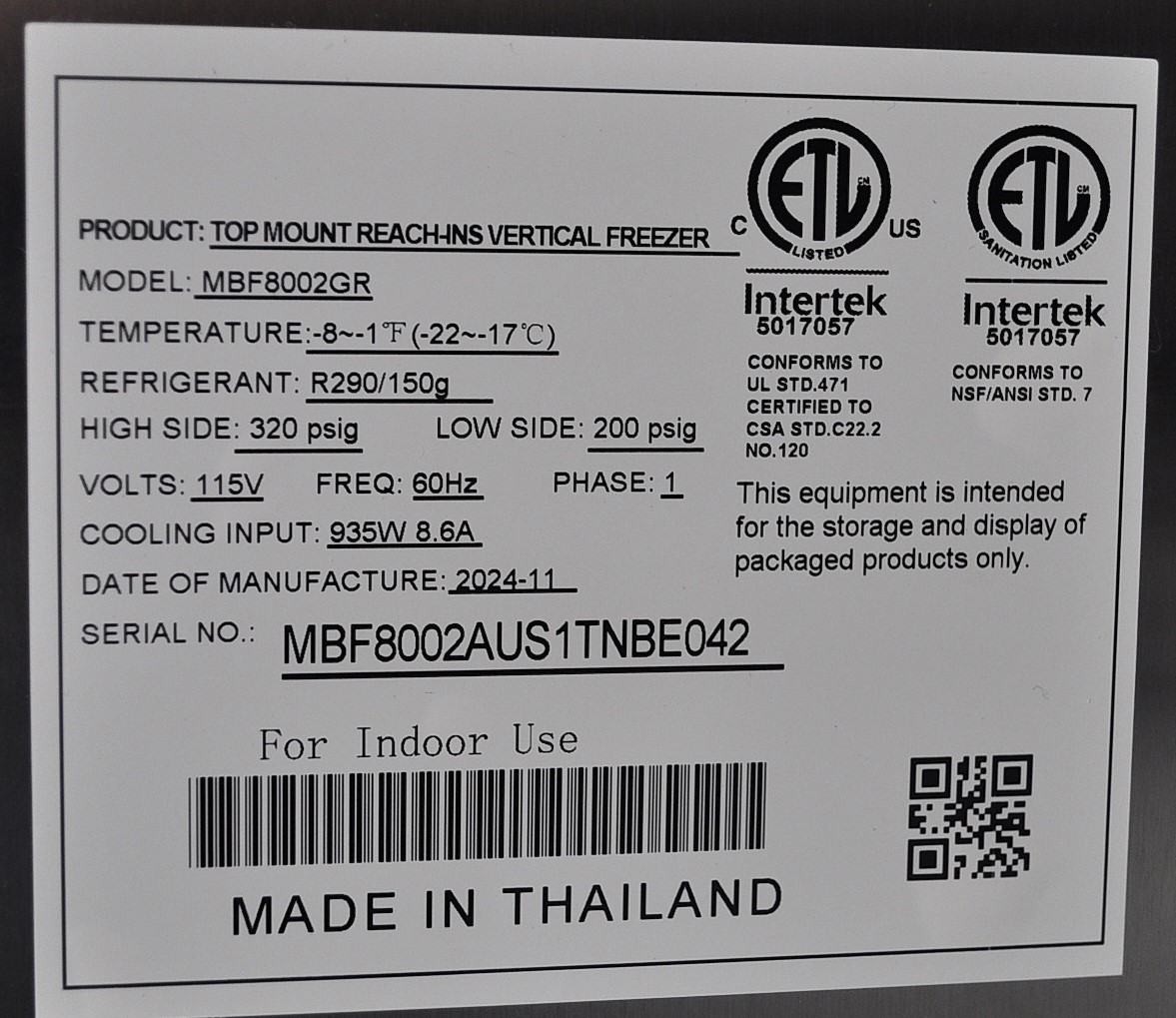 Atosa MBF8002GR - Item 267284