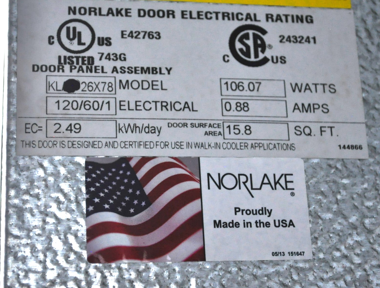 Nor-Lake KLB7768-C - Item 267710