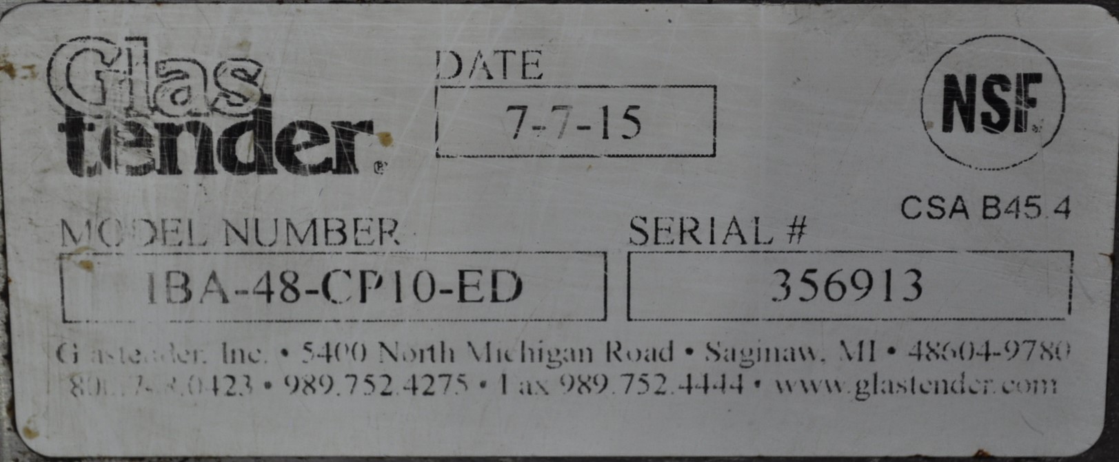 Glas Tender IBA-48-CP10-ED - Item 269082