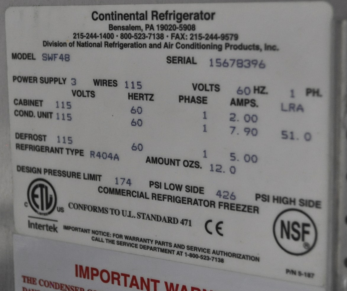 Continental Refrigerator SWF48 - Item 269289