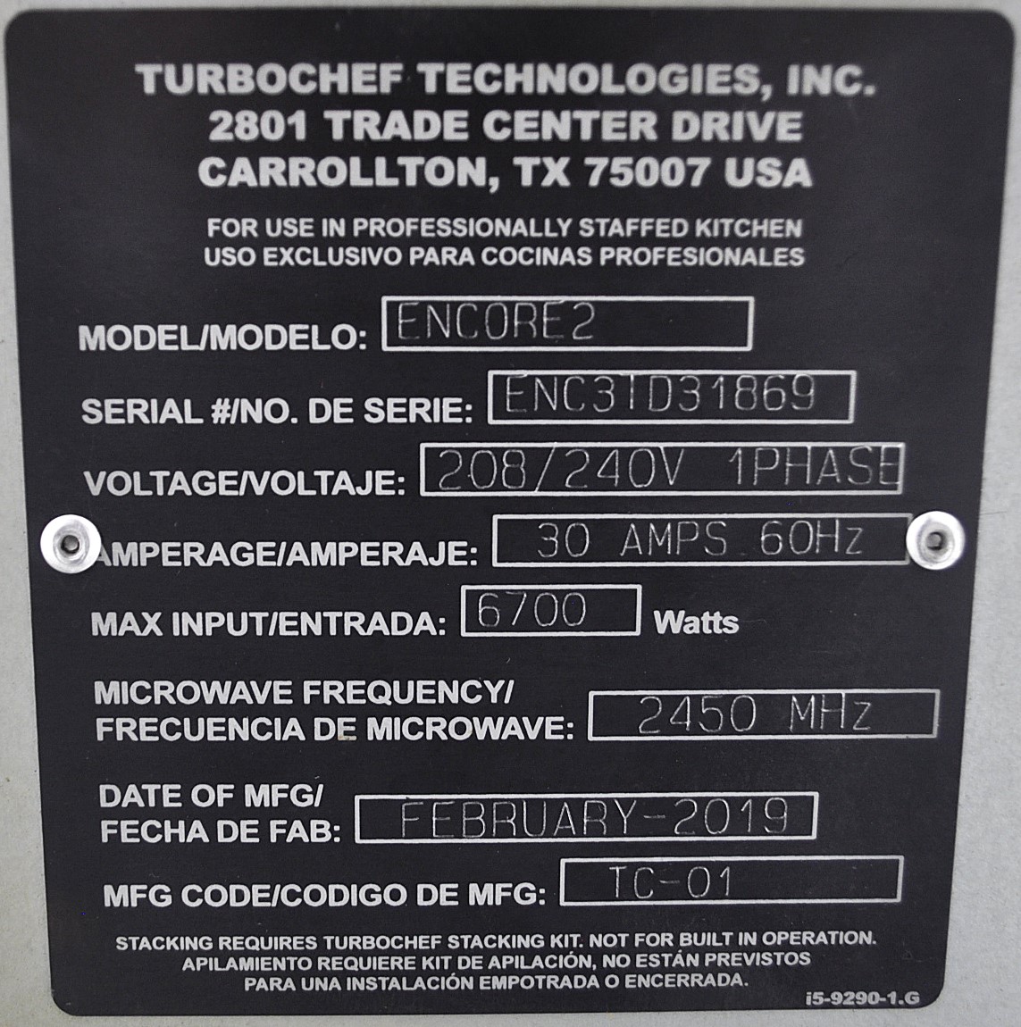 TurboChef ENCORE2 - Item 269338