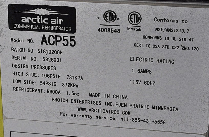 Arctic Air ACP55 - Item 269402