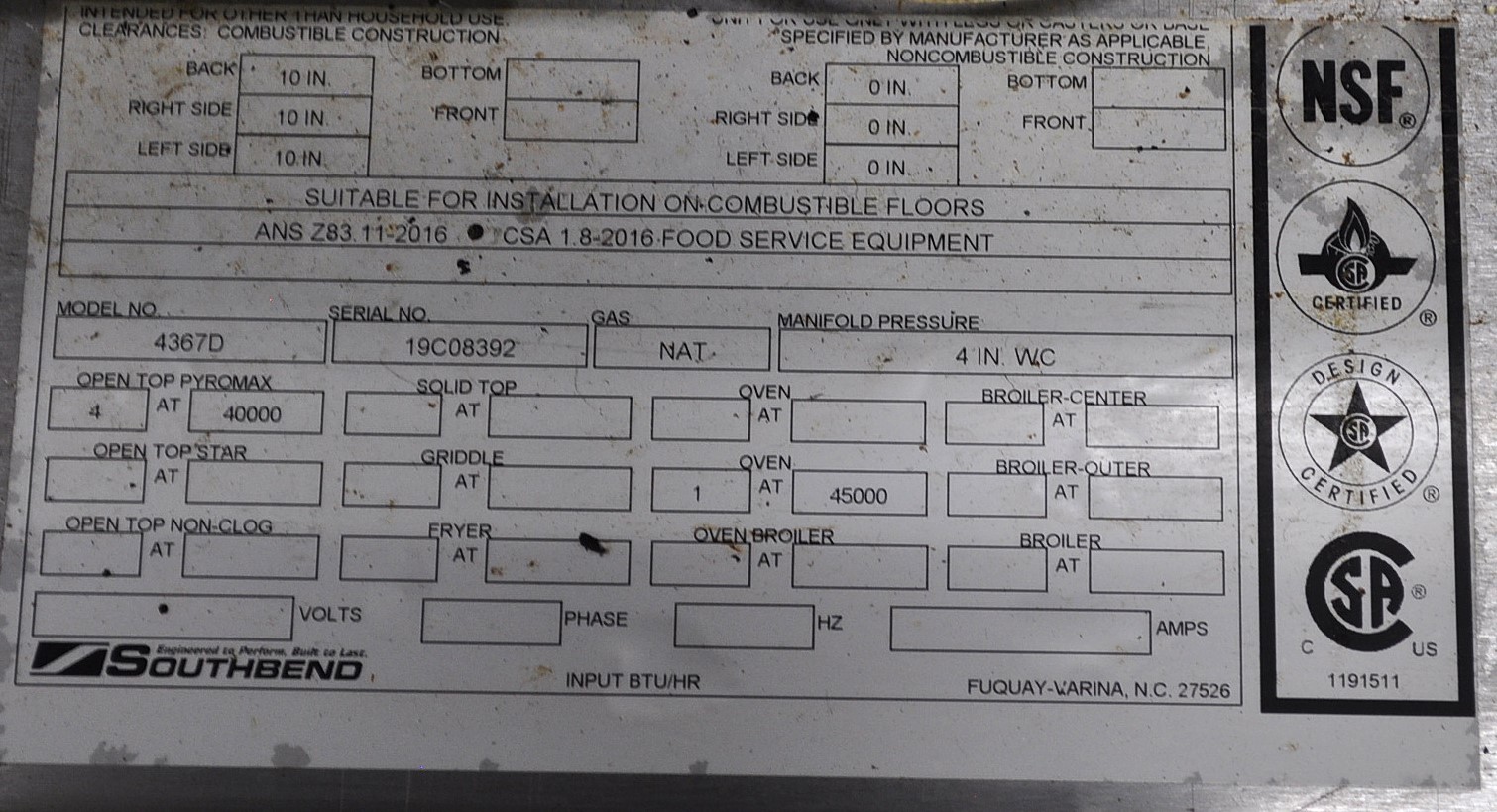 Southbend 4367D - Item 270575