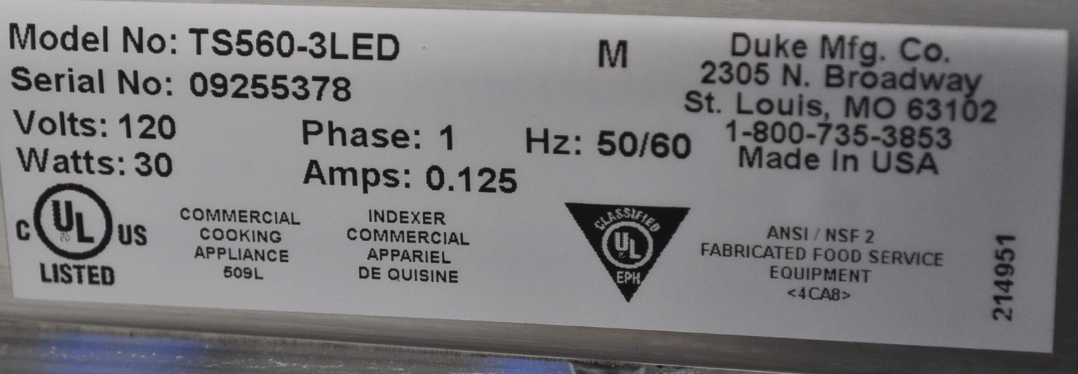 Duke Manufacturing DC-TCM-46SS-N7/TS-560 - Item 271160