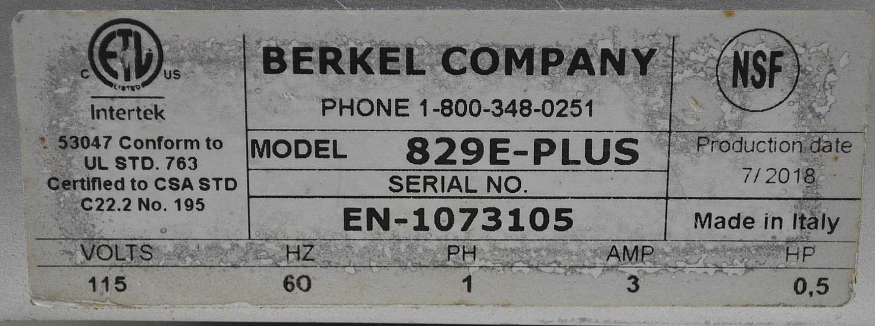 Berkel 829E-PLUS - Item 271327