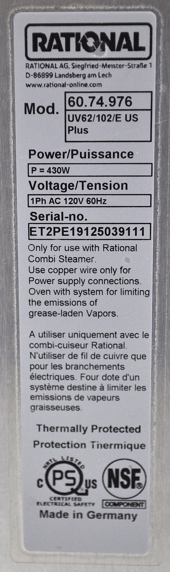 Rational CMP 62 - Item 271485