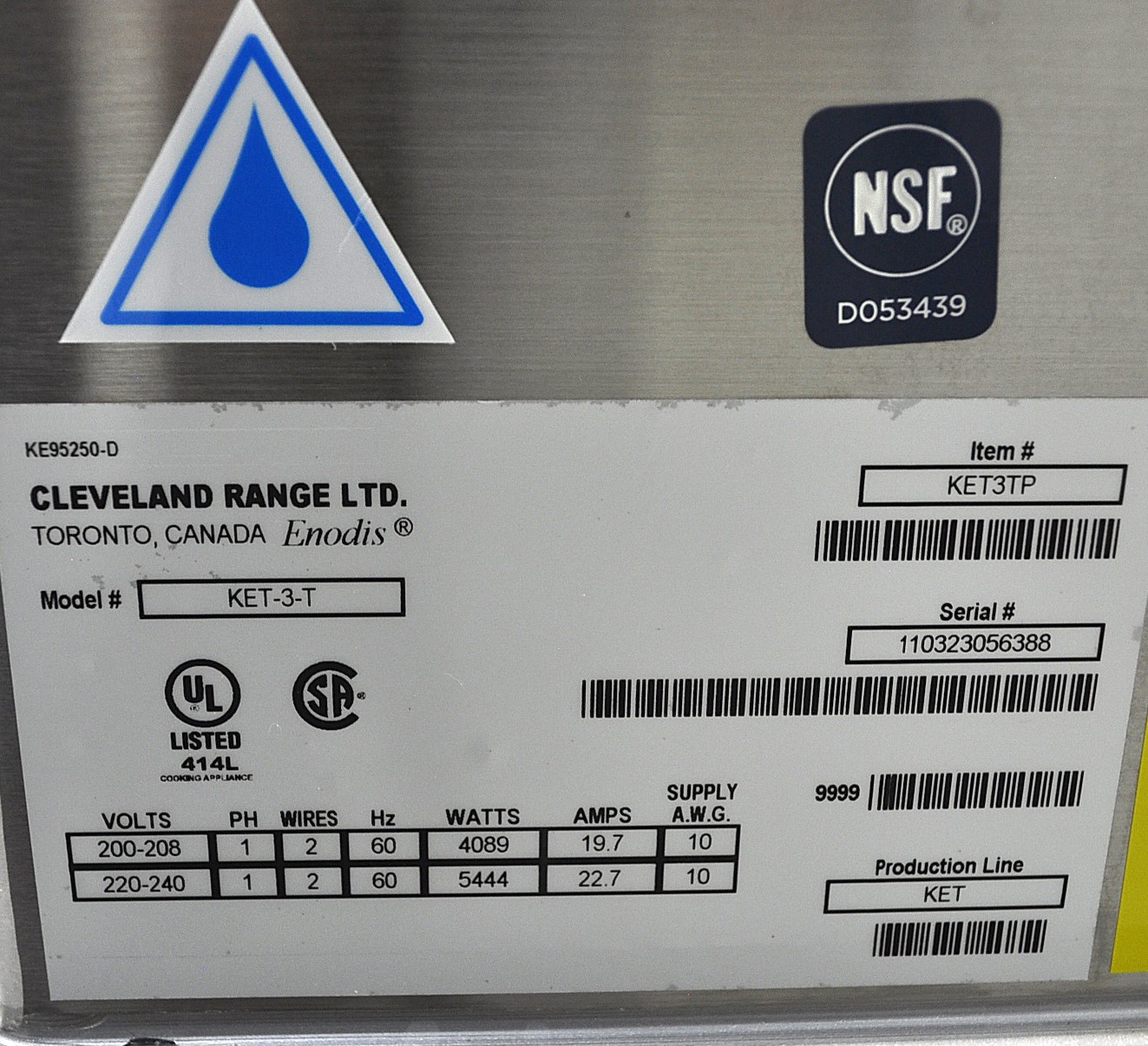 Cleveland Range KET-3-T - Item 274898