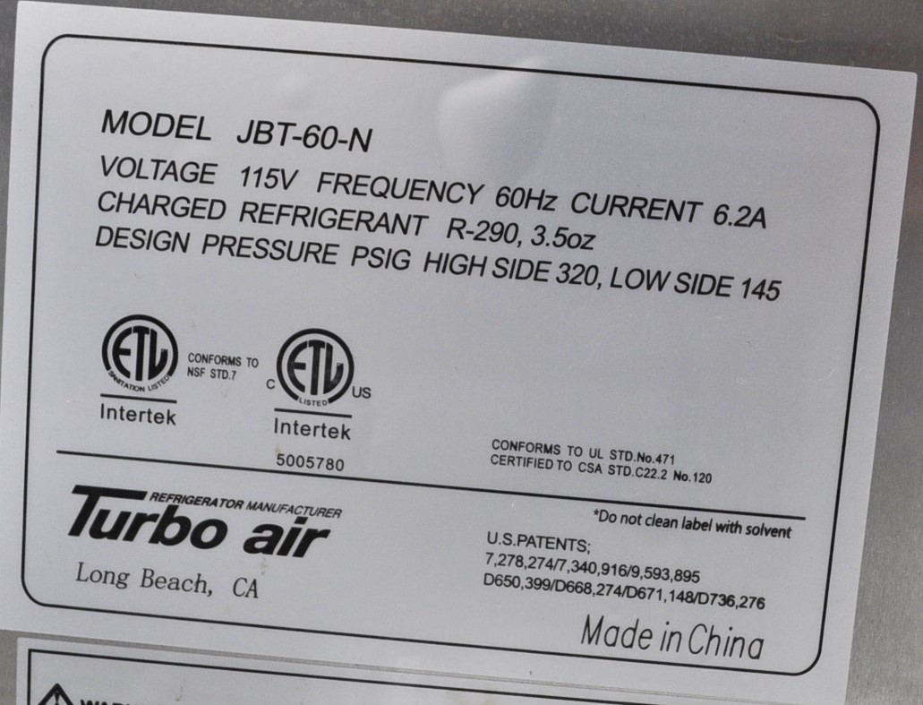 Turbo Air JBT 60 N - Item 275145