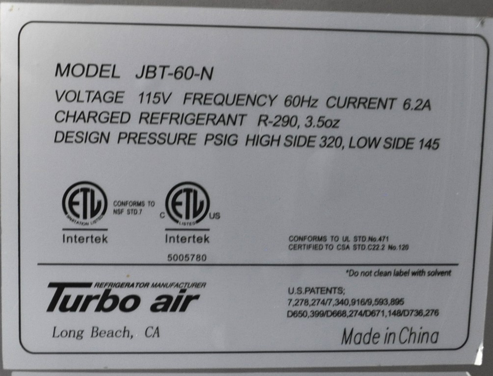 Turbo Air JBT-60-N - Item 275155