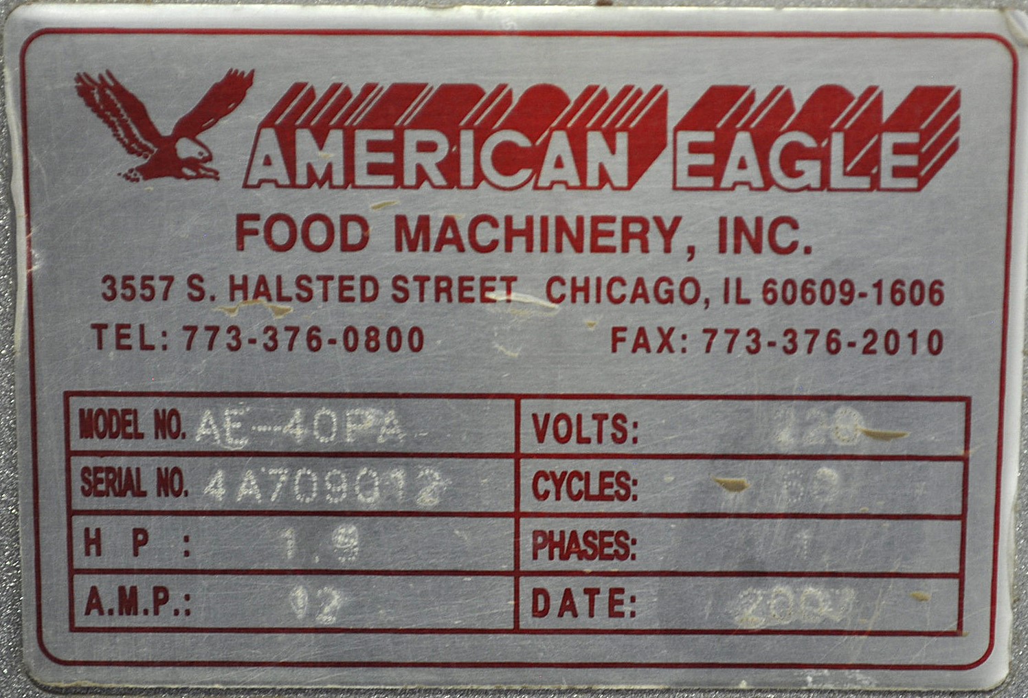 American Eagle Food Machinery AE 40PA - Item 276046
