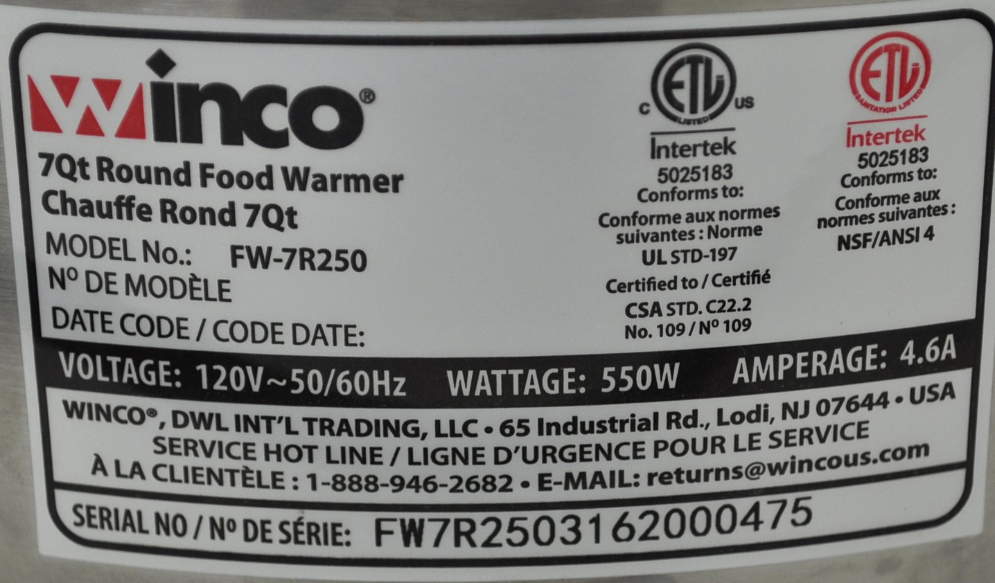 Winco FW-7R250 - Item 276071