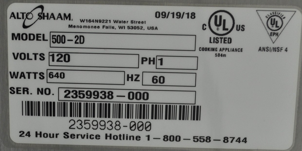 Alto-Shaam 500 2DN - Item 276116
