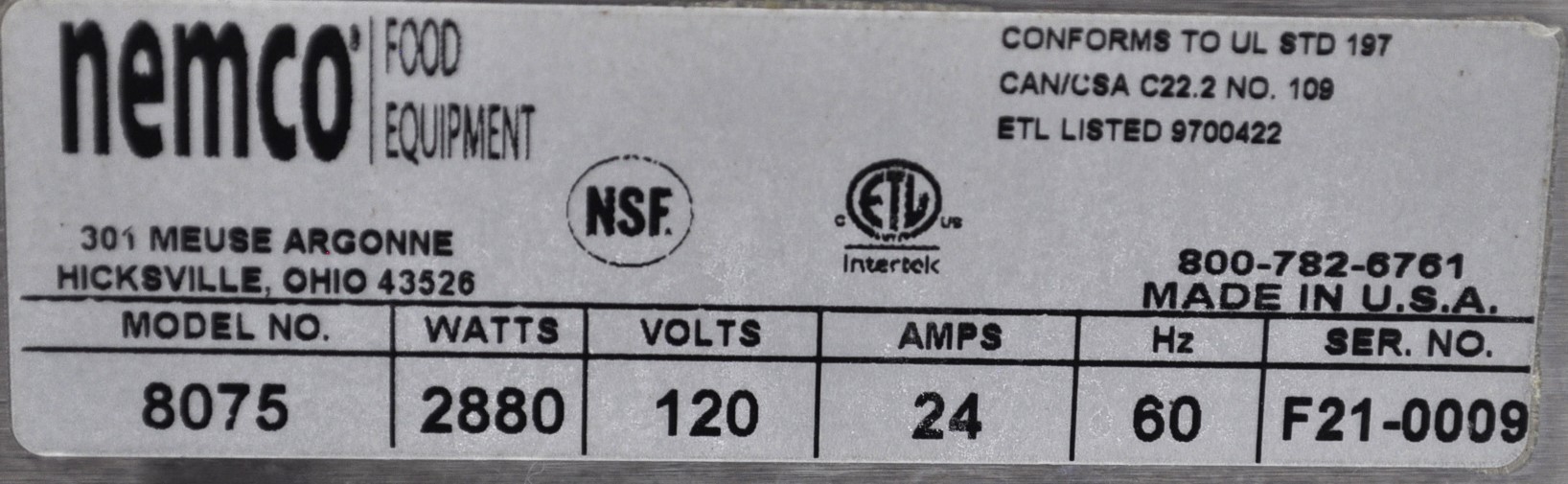 Nemco 8075 - Item 276121