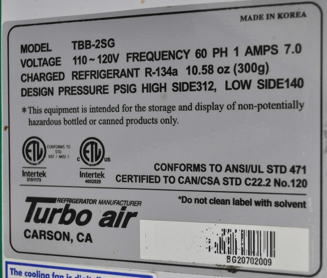 Turbo Air TBB-2SGD - Item 278348