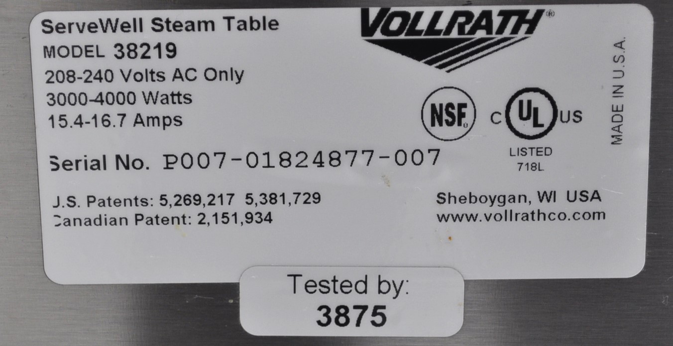 Vollrath 38219 - Item 280343