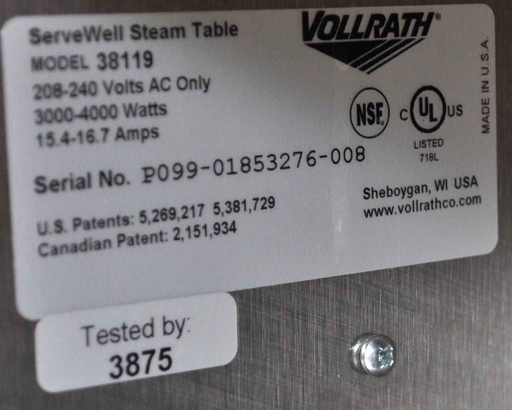 Vollrath 38119 - Item 280344