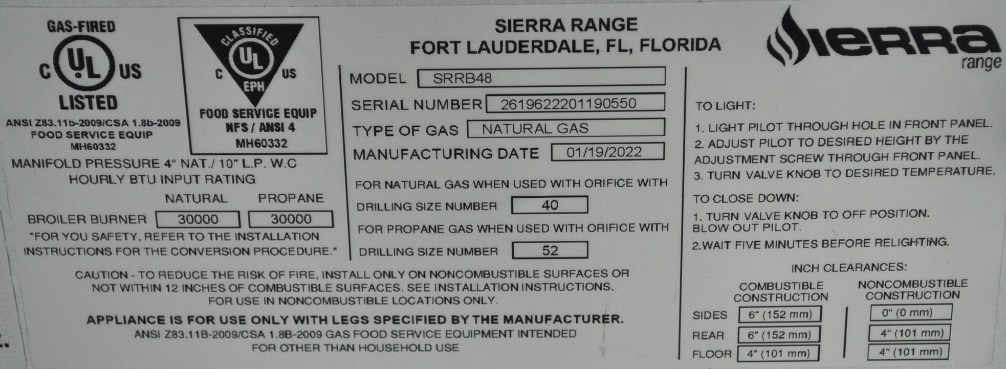 Sierra SRRB48 - Item 280360