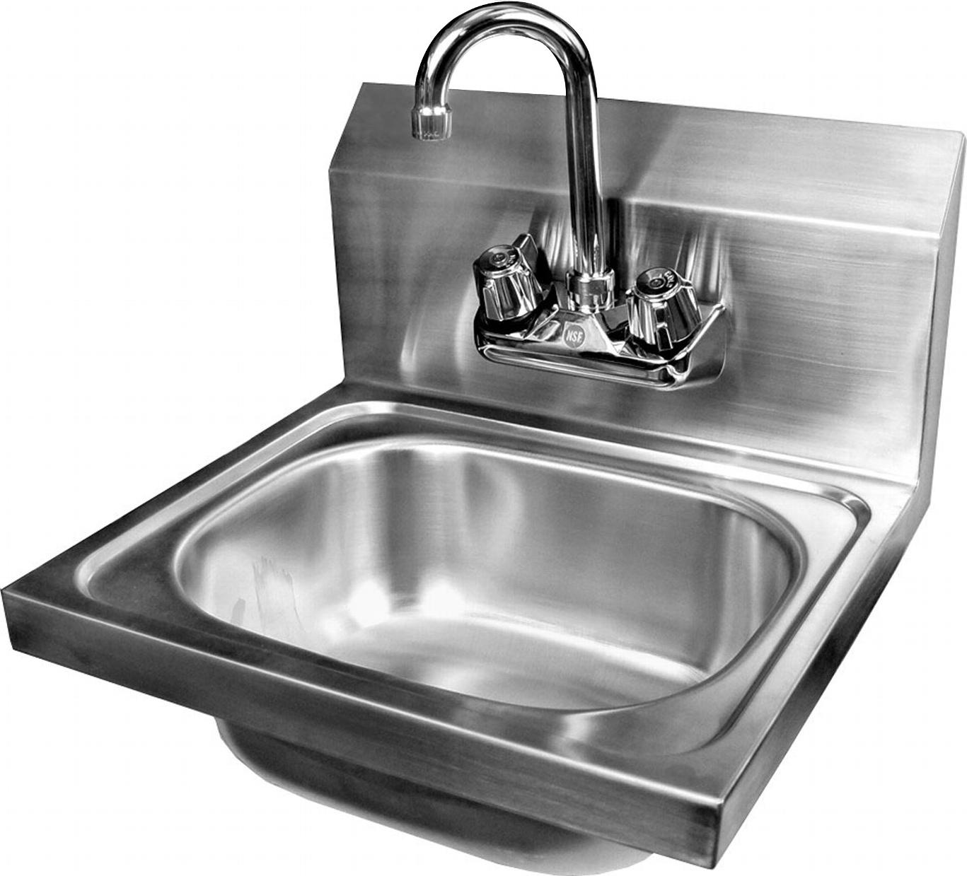 ACE Stainless Steel Wall Mount Hand Sink 16 x 15 with Knee Operated Valve and Lead Free Faucet 