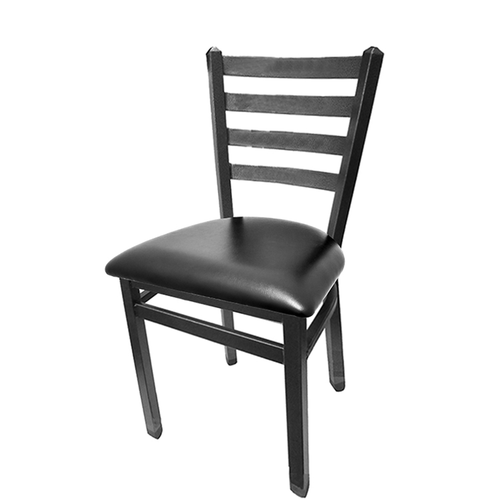 Oak Street Manufacturing Silvervein Metal Ladder Back Dining Chair w/ Vinyl Seat