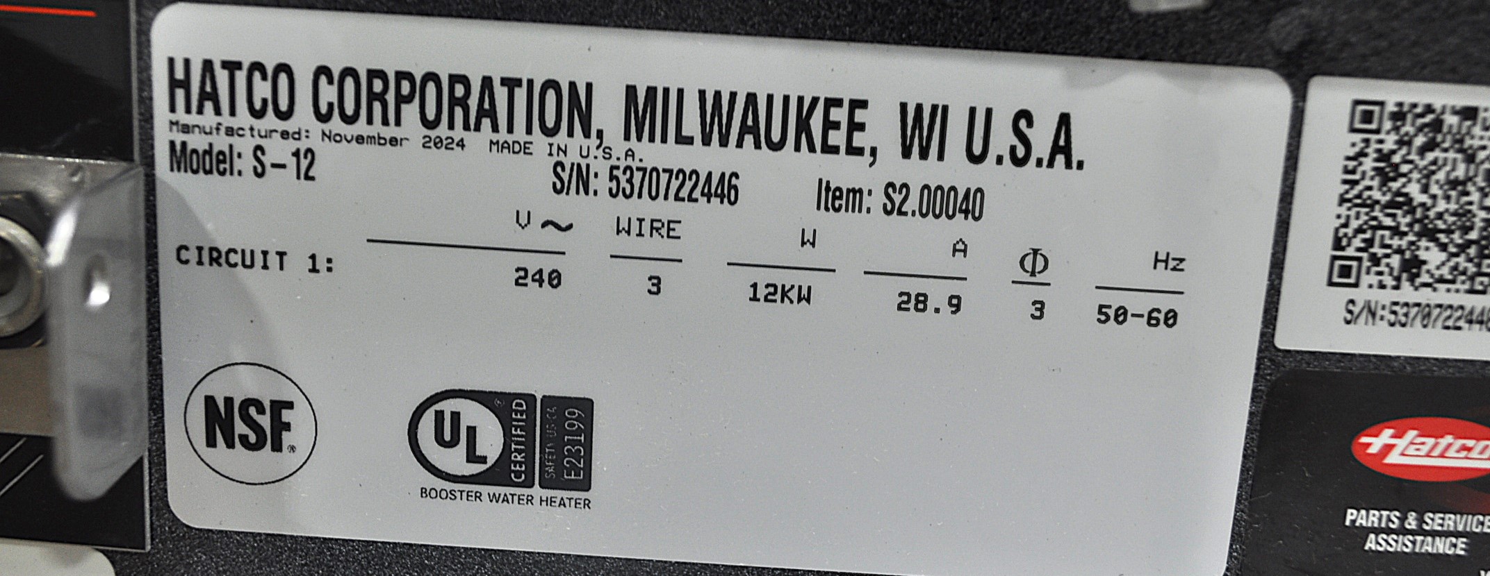 Hatco S-9 - Item 249123