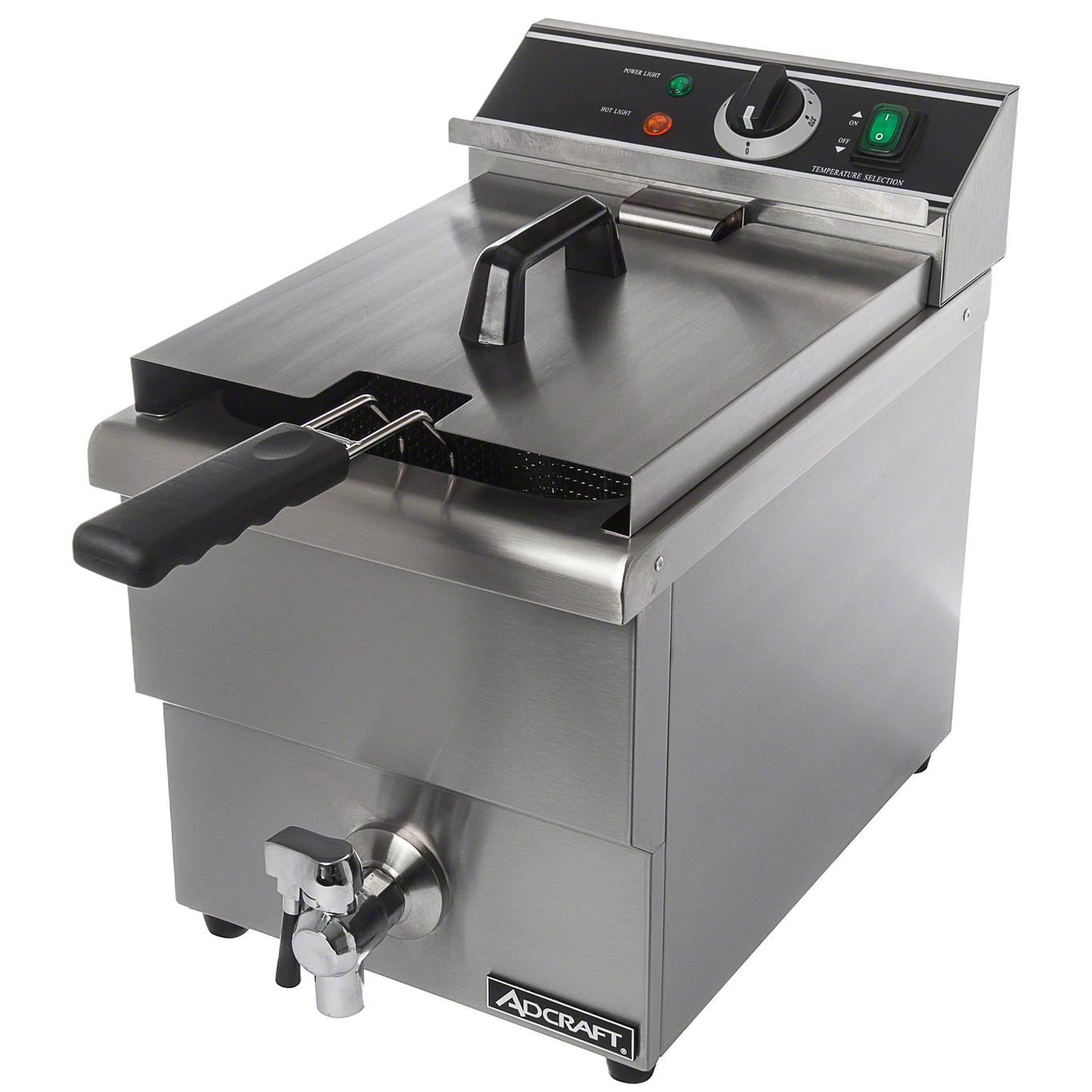 Isaac Slime amme Adcraft DF-12L 15lb Single Tank Electric Counter Top Deep Fryer w/ Faucet
