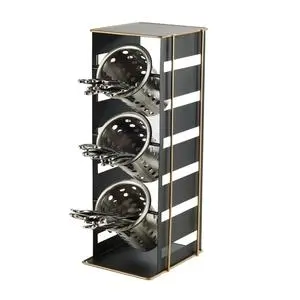 Cal-Mil 22086-90 Empire 7"x 7.25" Black Metal 3-Tier Flatware Cylinder Holder