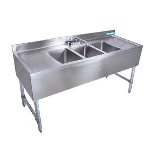 BK Resources 96"W Four Compartment Stainless Steel Underbar Sink - UB4-21-496TS