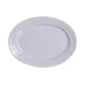 Yanco China Miami Bone White Porcelain 9.25" x 7" Oval Platter - 2 DOZ - MM-34