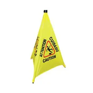Thunder Group 31" Tall Bright Yellow Triangular Pop Up Safety Cone - PLFCS332