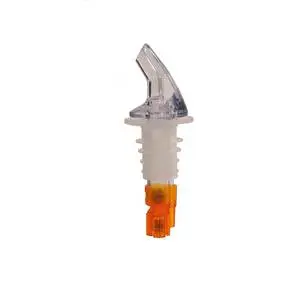 Thunder Group 1/2 oz SAN Plastic Liquor Pourer - Clear Spout/Orange Tail - PLPR050M