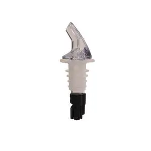 Thunder Group 5/8 oz SAN Plastic Liquor Pourer - Clear Spout/Blk Tail - PLPR063M