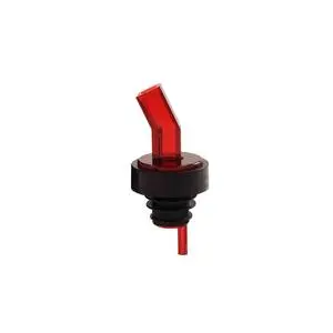 Red Plastic Free Flow Liquor Pourer w/ Screen - 1 Doz