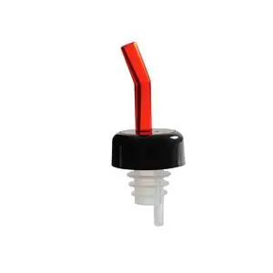 SAN Plastic Free Flow Liquor Pourer w/Black Collar Red Spout