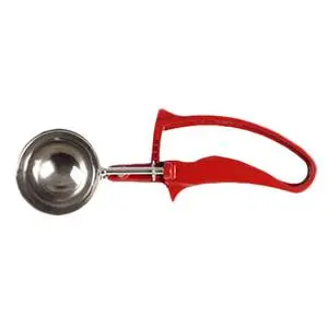 Thunder Group 1-1/3 oz Size 24 Stainless Round Bowl Red Handle Disher - SLDS224G