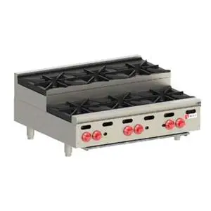 36" W Countertop Gas 6 Burnder Step-up Achiever Hotplate