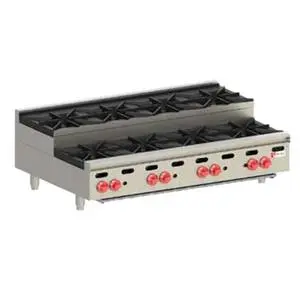 48" W Countertop Gas Achiever 8 Burner Step-up Hotplate