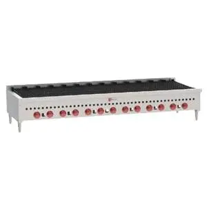 Wolf Commercial 72" W Countertop Charbroiler w/ (4) 14,500 BTU burners - SCB72