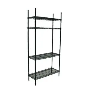 Used Four Shelf Green Epoxy-Coated Wire Rack