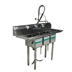 Used Regency Service Carts 58" Stainless Steel Economy 3 Comp Sink / Pre-Rinse - 600S31014212