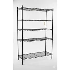 Used 18 x 48 Five Shelf Black Epoxy-Coated Wire Rack