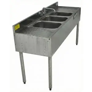 Used Krowne 18-53C Underbar Sink Three Compartment with Dual Drainboards